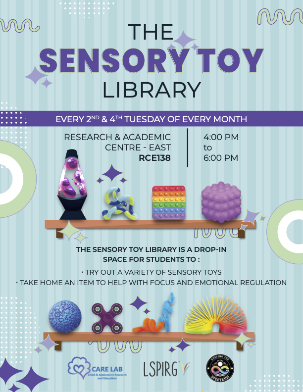 Poster to advertise sensory toy lending library.
