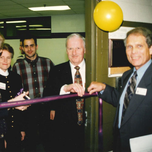 Ribbon cutting at CMA lab opening (1996)