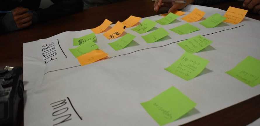 Kakisa community members developing their vision for a sustainable food system. Photo courtesy of Jennifer Temmer.