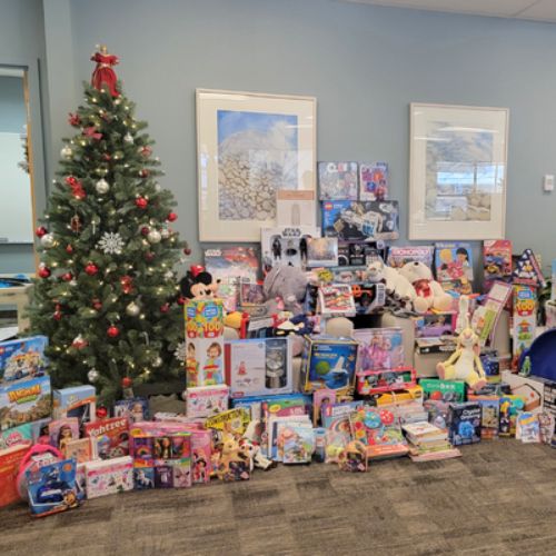 People sorting donations.