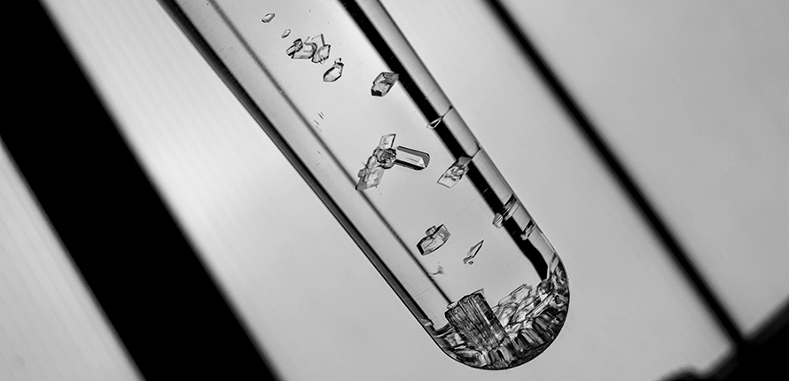 Crystals in a test tube