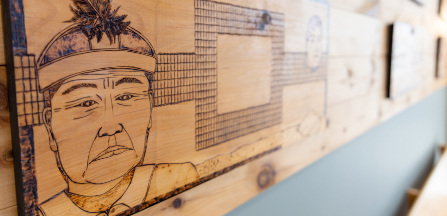 Indigenous student centre woodcut